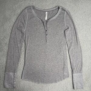 Aeropostale gray henley top glitter sleeve long sleeve casual fitted size XL Y2K
